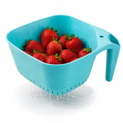 Colador Cuadrado con Asa | Escurridor de Cocina Ergonómico y Libre de BPA