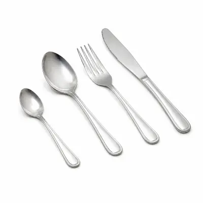 Set x4 Cubiertos en Acero Inoxidable | Cuchara, Cucharita, Tenedor y Cuchillo
